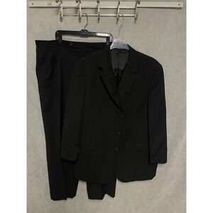 Enzo Suit Men 48L Black Striped Italy Super 120 Wool‎ 3B Career 41X29 Pants Luxe